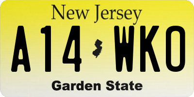 NJ license plate A14WKO