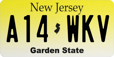 NJ license plate A14WKV