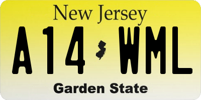 NJ license plate A14WML