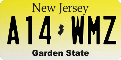 NJ license plate A14WMZ