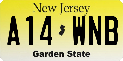 NJ license plate A14WNB