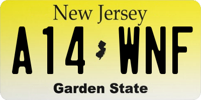 NJ license plate A14WNF