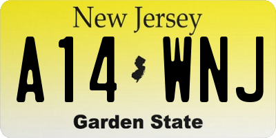 NJ license plate A14WNJ
