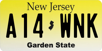 NJ license plate A14WNK