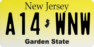 NJ license plate A14WNW