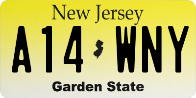 NJ license plate A14WNY