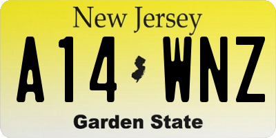 NJ license plate A14WNZ