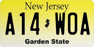 NJ license plate A14WOA