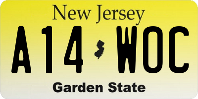 NJ license plate A14WOC