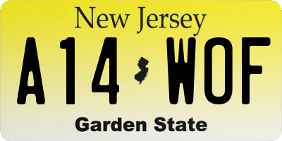 NJ license plate A14WOF