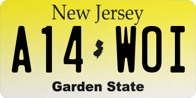 NJ license plate A14WOI