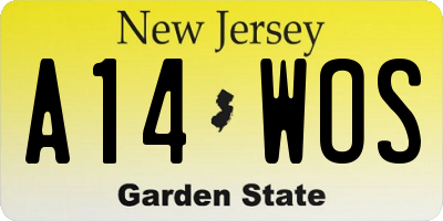 NJ license plate A14WOS