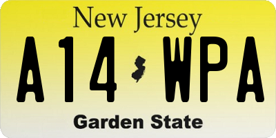 NJ license plate A14WPA