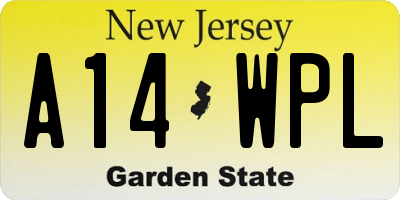 NJ license plate A14WPL