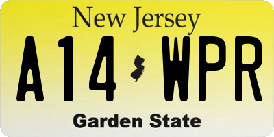 NJ license plate A14WPR
