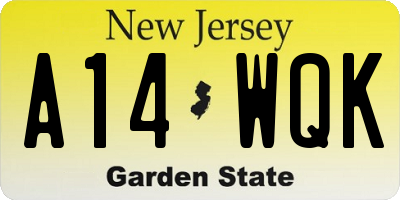 NJ license plate A14WQK