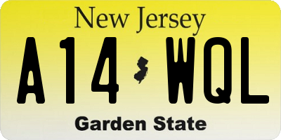 NJ license plate A14WQL