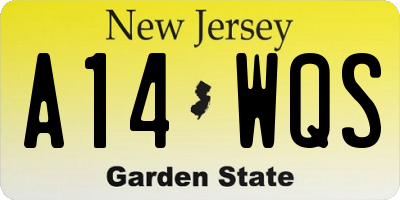 NJ license plate A14WQS
