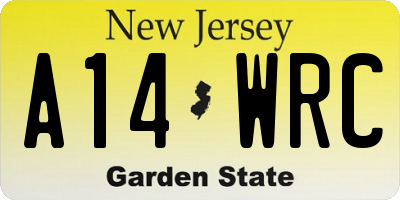 NJ license plate A14WRC