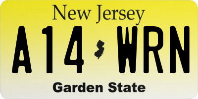 NJ license plate A14WRN