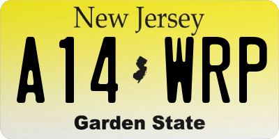 NJ license plate A14WRP