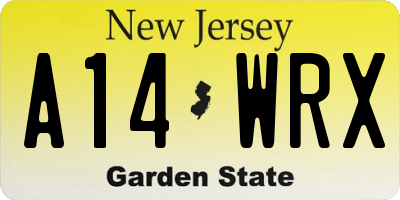NJ license plate A14WRX