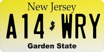NJ license plate A14WRY