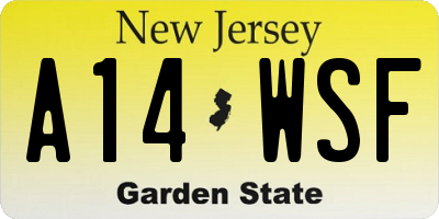 NJ license plate A14WSF