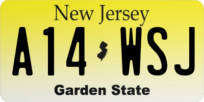 NJ license plate A14WSJ