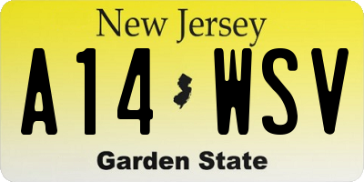 NJ license plate A14WSV