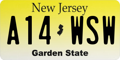 NJ license plate A14WSW