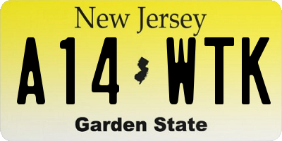 NJ license plate A14WTK