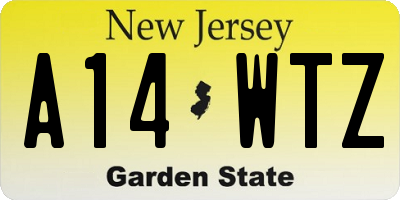 NJ license plate A14WTZ