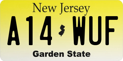 NJ license plate A14WUF