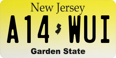 NJ license plate A14WUI