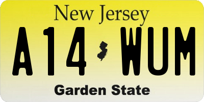 NJ license plate A14WUM