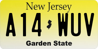 NJ license plate A14WUV