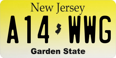 NJ license plate A14WWG