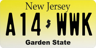 NJ license plate A14WWK