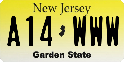 NJ license plate A14WWW