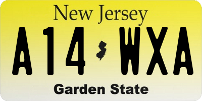 NJ license plate A14WXA