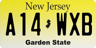 NJ license plate A14WXB