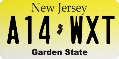 NJ license plate A14WXT