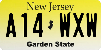 NJ license plate A14WXW