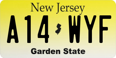 NJ license plate A14WYF