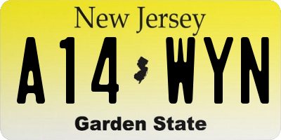 NJ license plate A14WYN