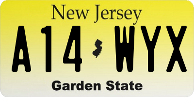 NJ license plate A14WYX