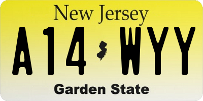 NJ license plate A14WYY