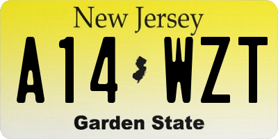 NJ license plate A14WZT