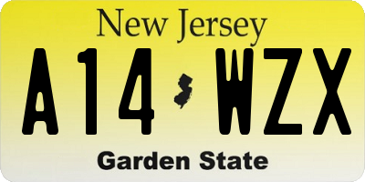 NJ license plate A14WZX